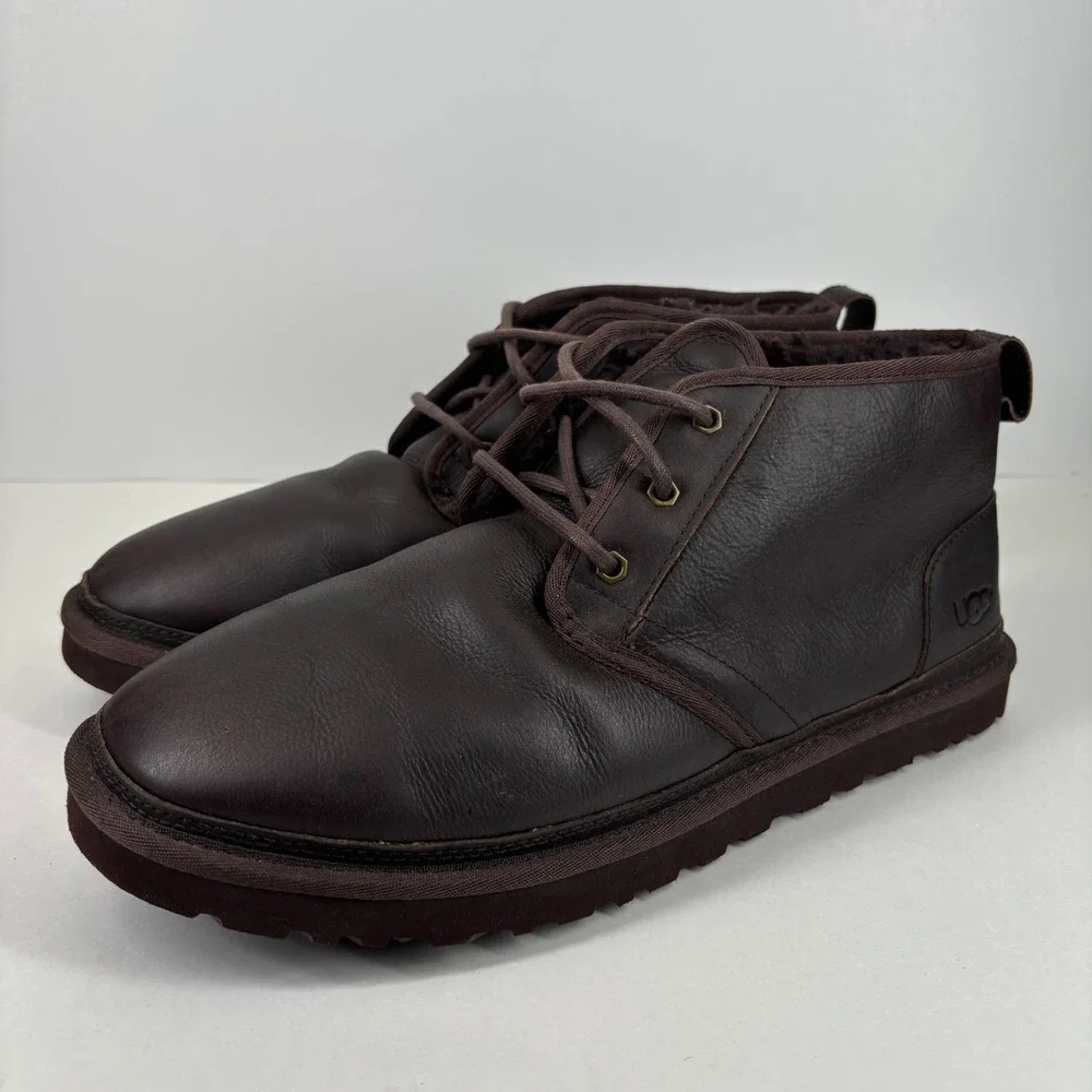 UGG Neumel Men's US 13 China Tea Leather Wool Lined Casual Chukka Boot 1008908